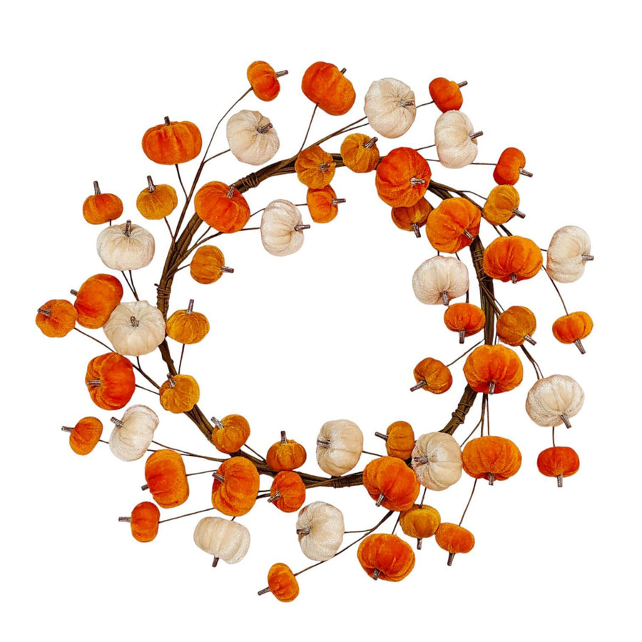 White & Orange Pumpkin Wreath