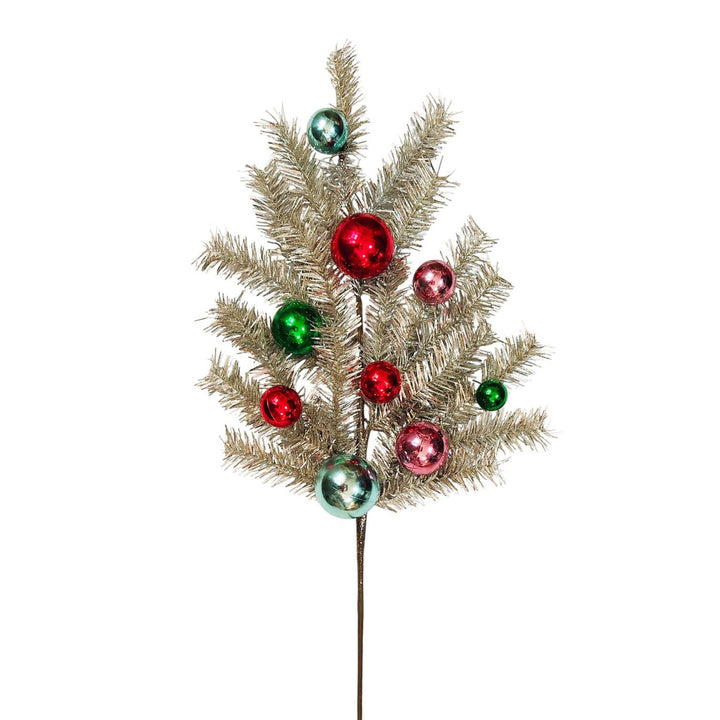 Silver Tinsel & Pastel Ornament Greenery Collection