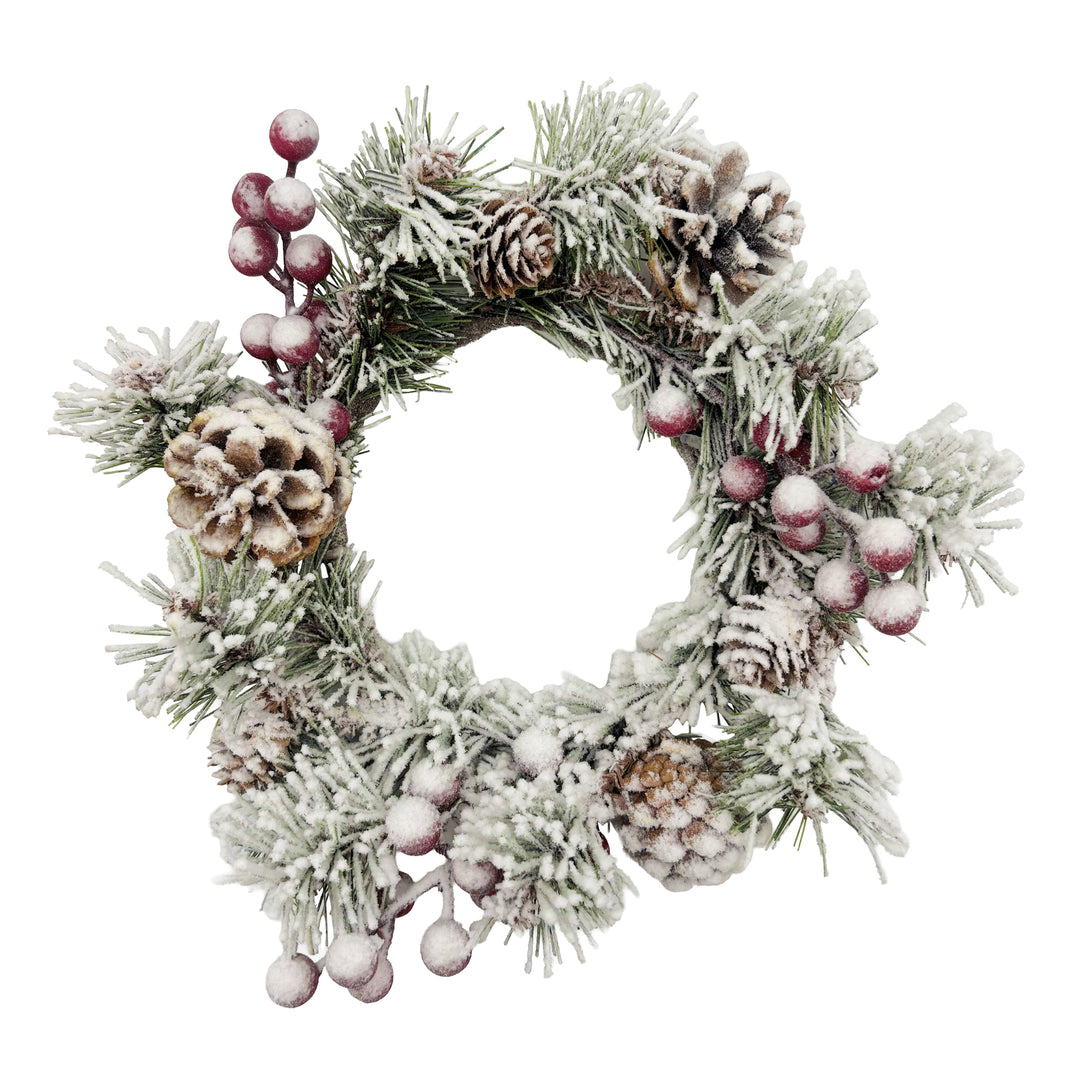 Frosted Red Berry & Pine Candle Ring