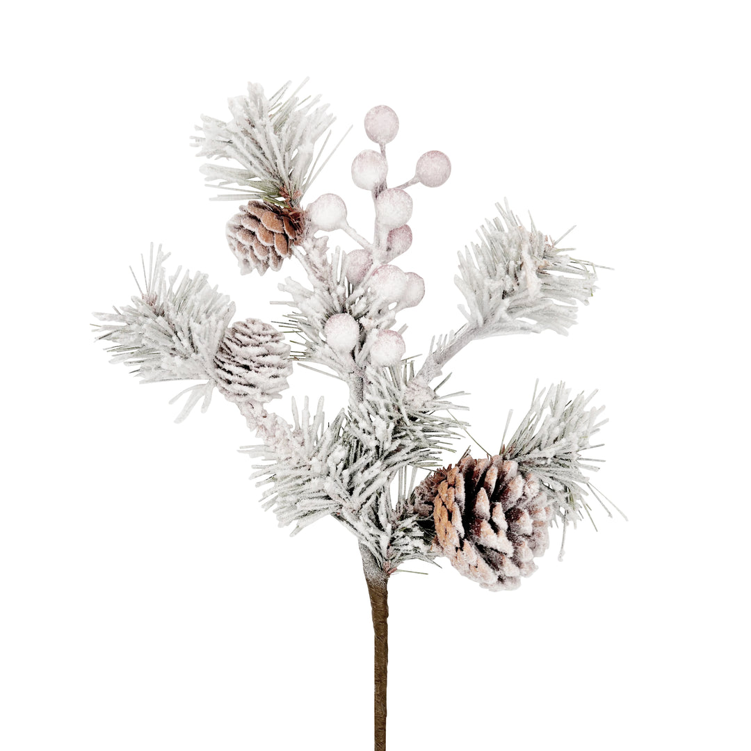 Frosted Red Berry & Pine Pick