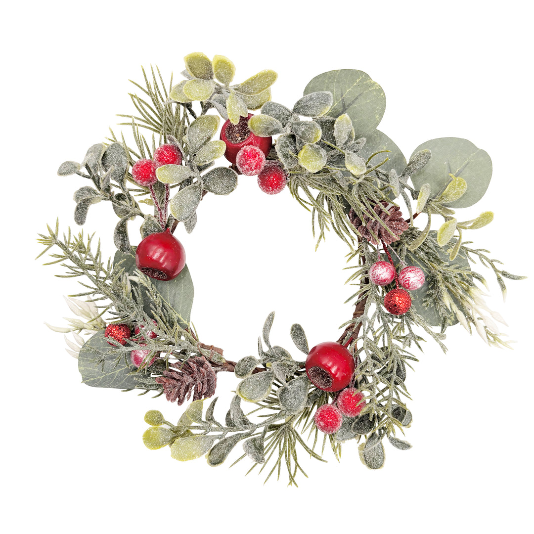 Foliage Red Berry & Pine Collection Candle Ring