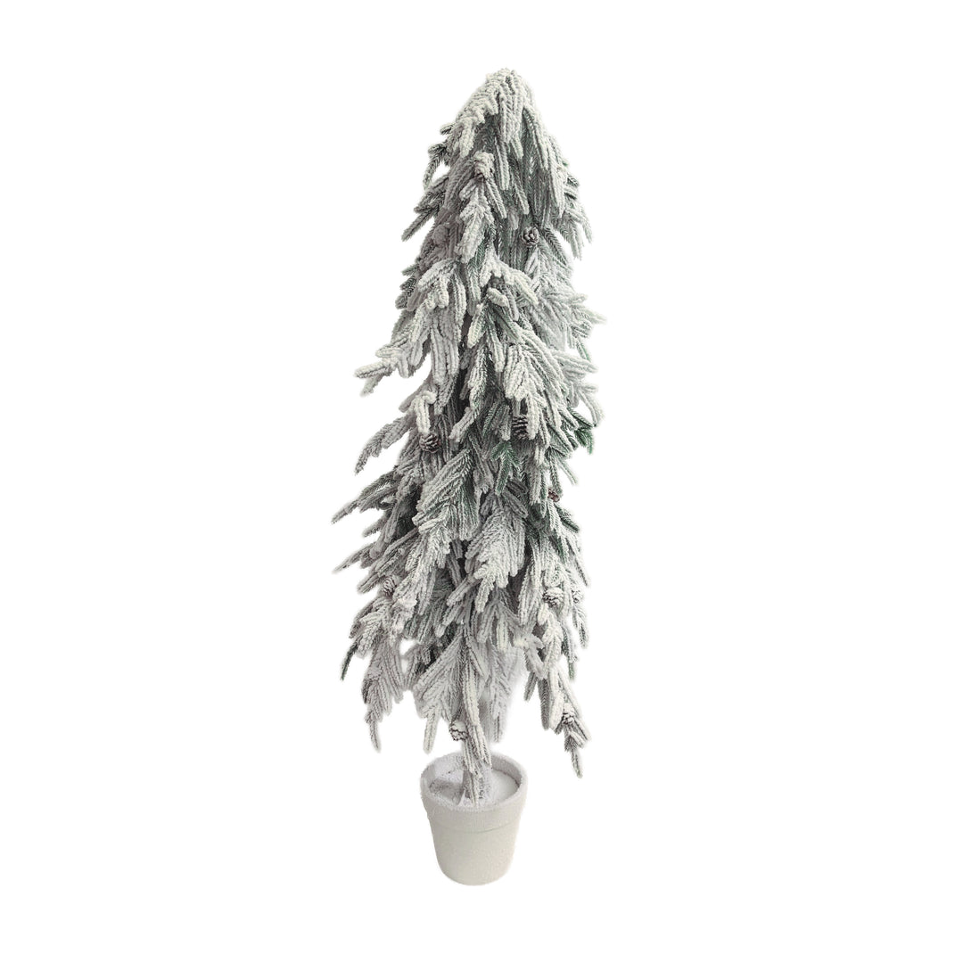 Artificial Flocked Pine Tree in White Pot