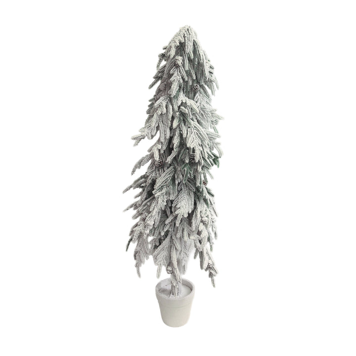 Artificial Flocked Pine Tree in White Pot