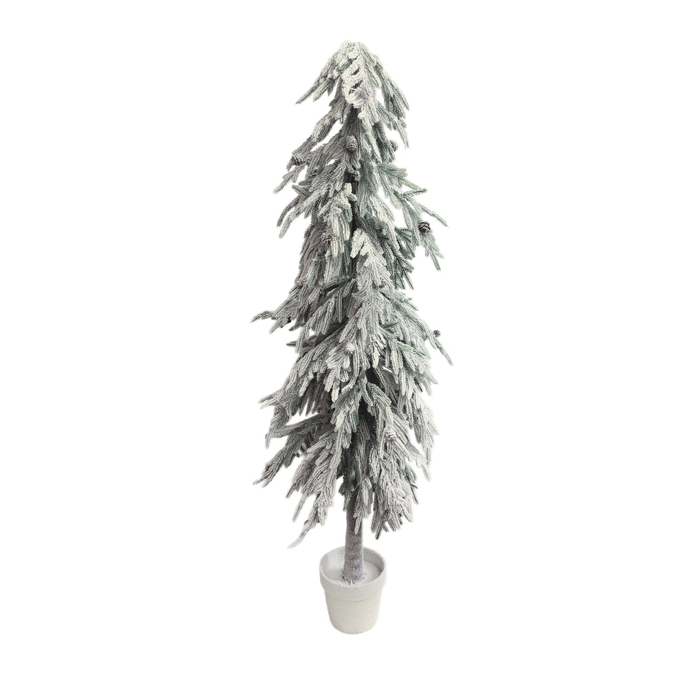 Artificial Flocked Pine Tree in White Pot