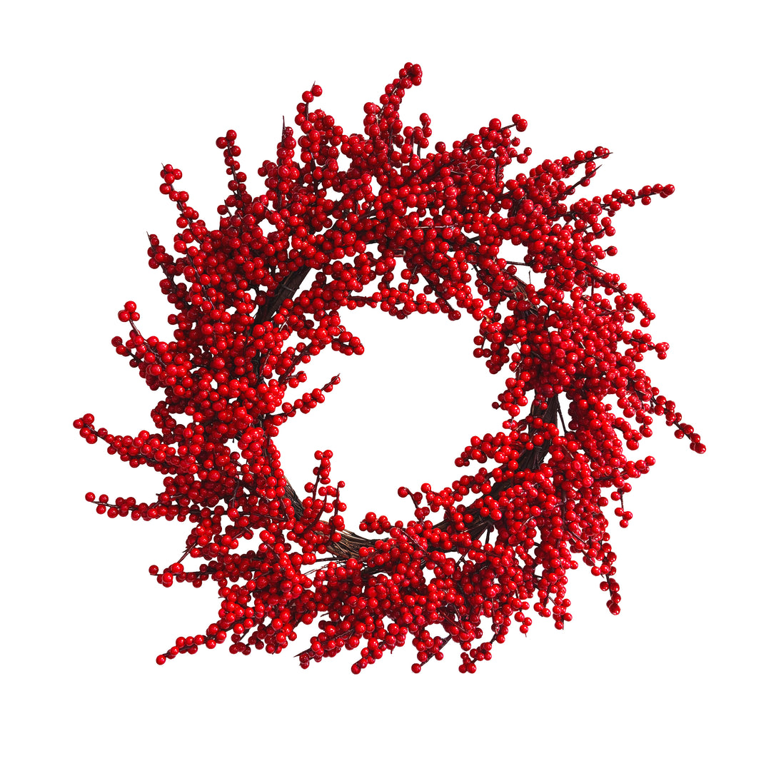 Red Berry Wreath with Faux Twig Back