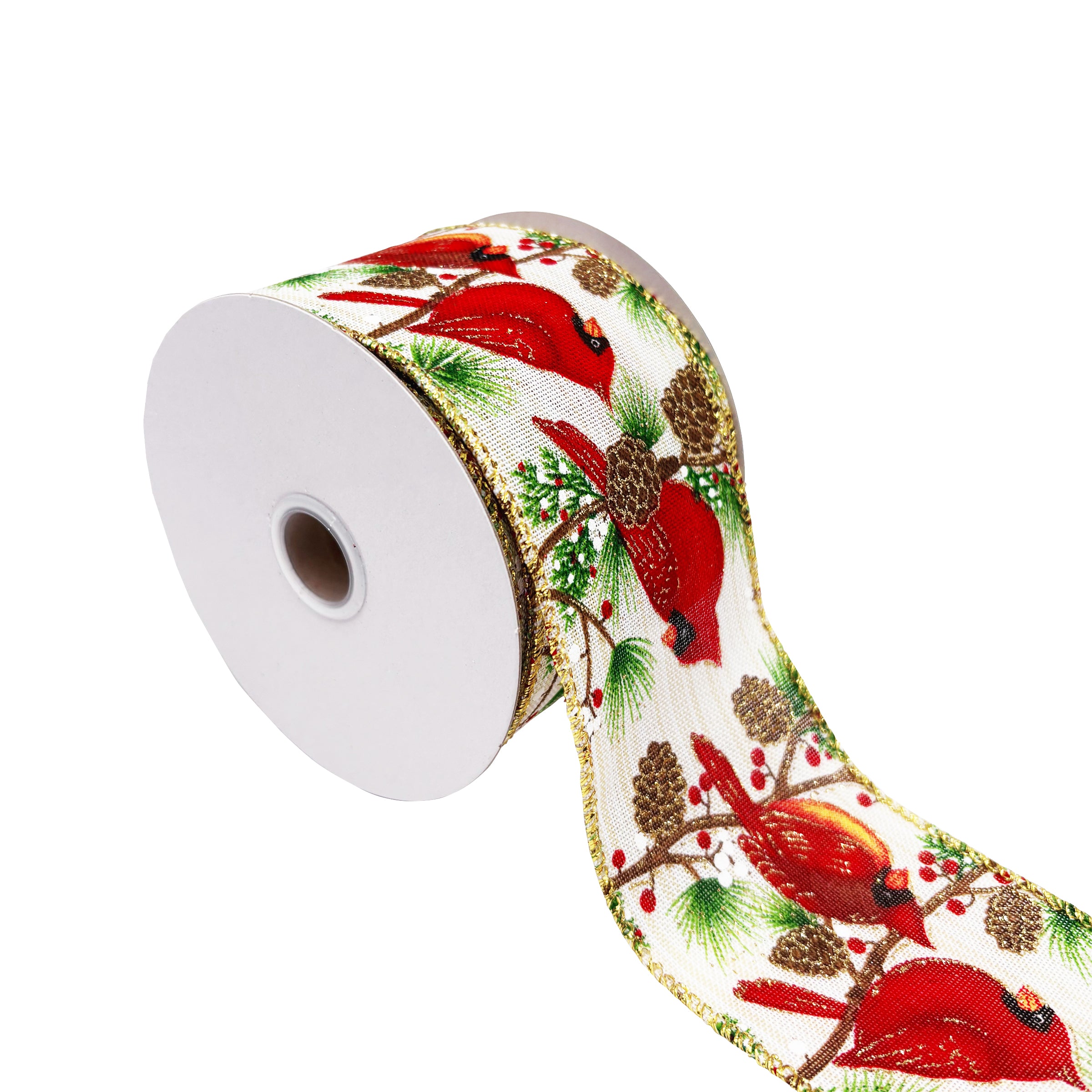 Cardinal and Pinecone Ribbon – Gasper Home & Garden