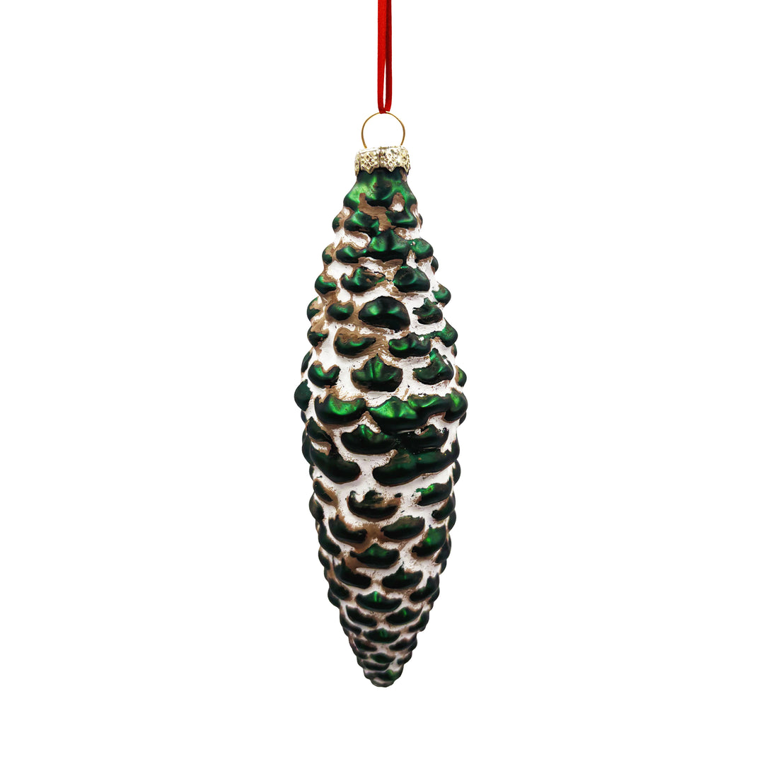 Green & White Pinecone Ornament