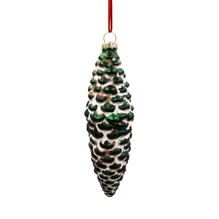 Green & White Pinecone Ornament