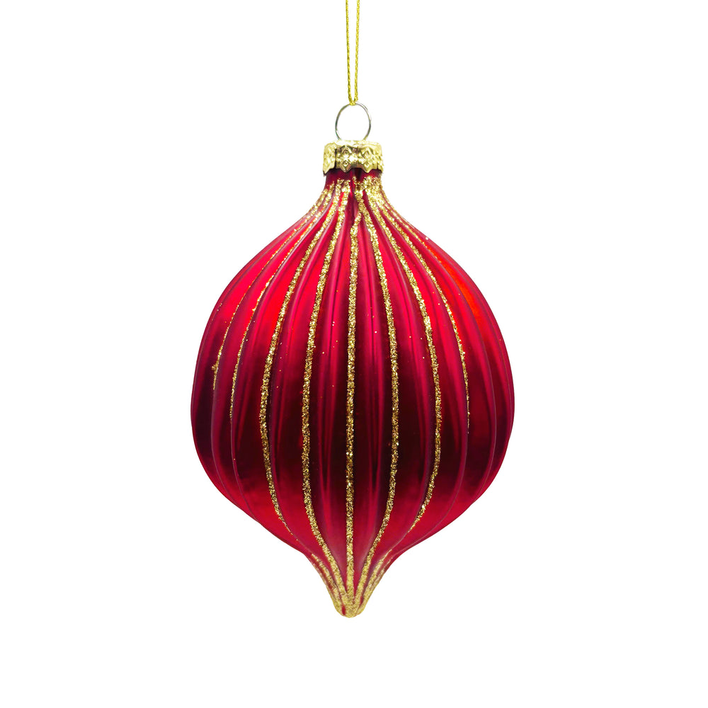 Red & Gold Glitter Ornament Drop