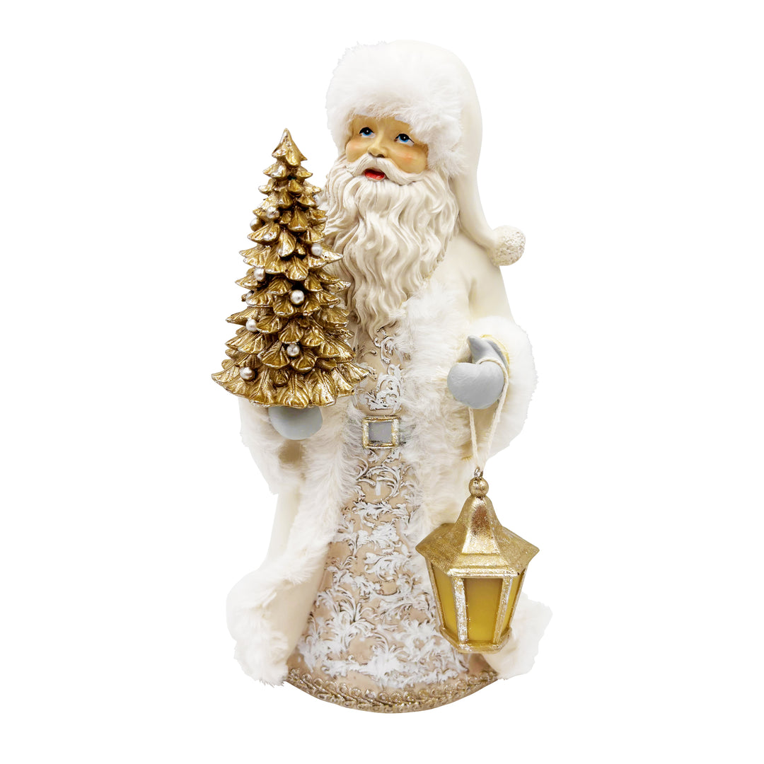 Snowy Santa with Tree and Lantern