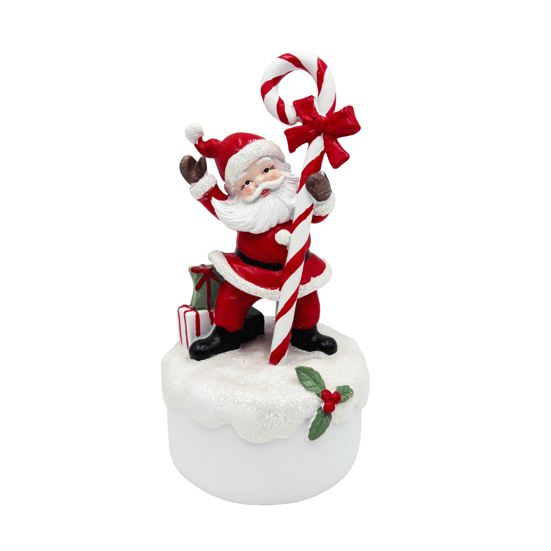 Santa Music Box with Candy Cane