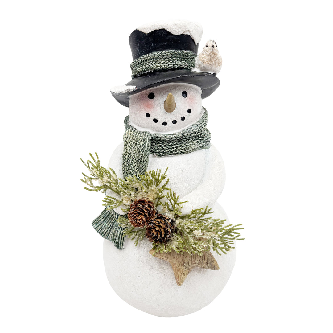 Snowy Snowman with Green Scarf