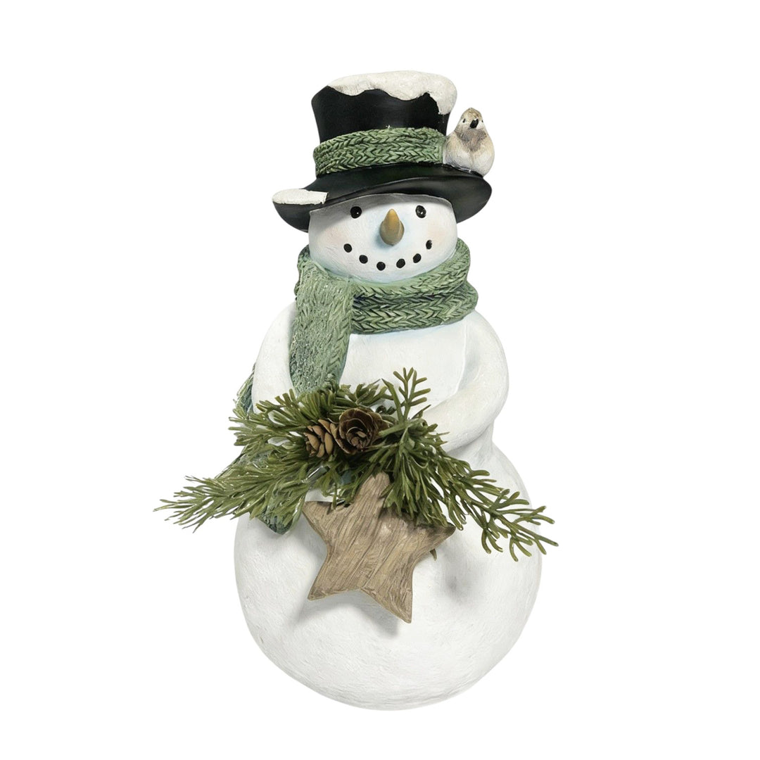 Snowman Figurine with Pinecones