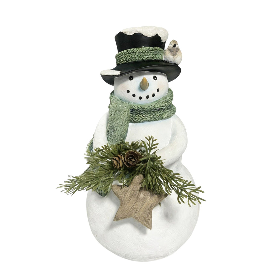 Snowman Figurine with Pinecones