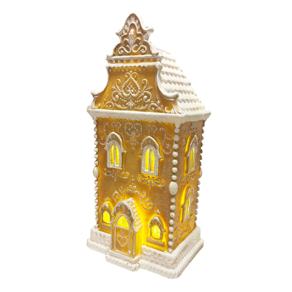 Lit Gingerbread Row House