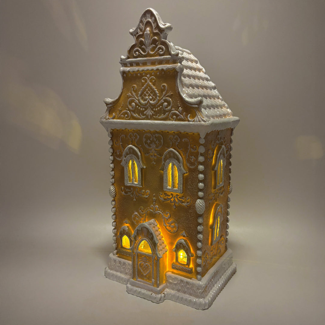 Lit Gingerbread Row House