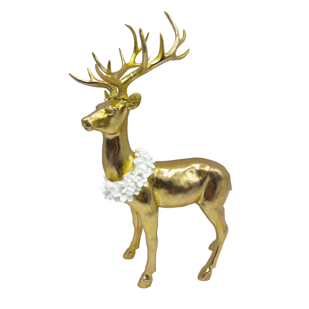 Gold Deer with Magnolia Wreath