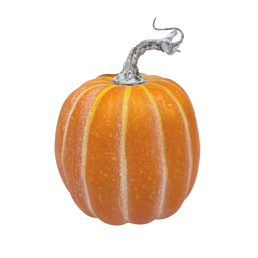 Artificial Pumpkin Orange with White Stripes