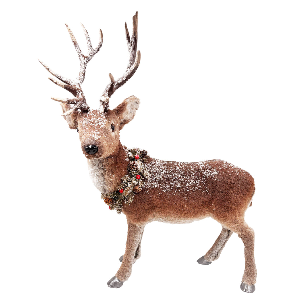 Snowy Deer with Wreath & Fur