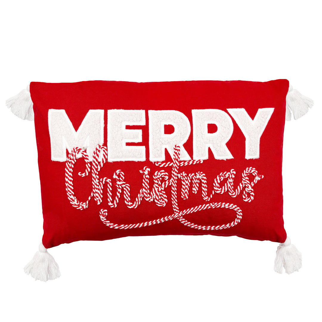 Merry Christmas Candy Cane Pillow