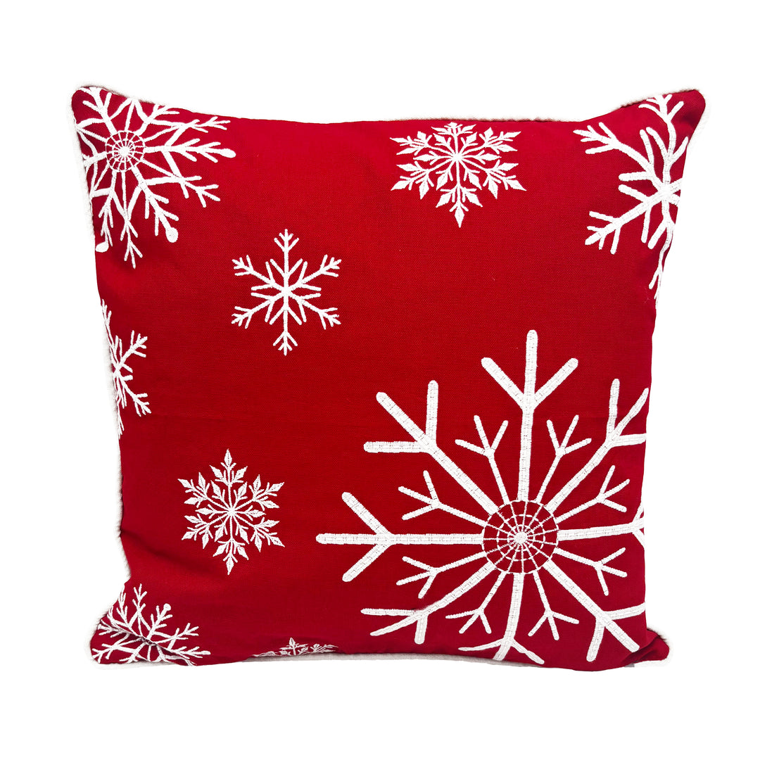 Red & White Snowflake Pillow