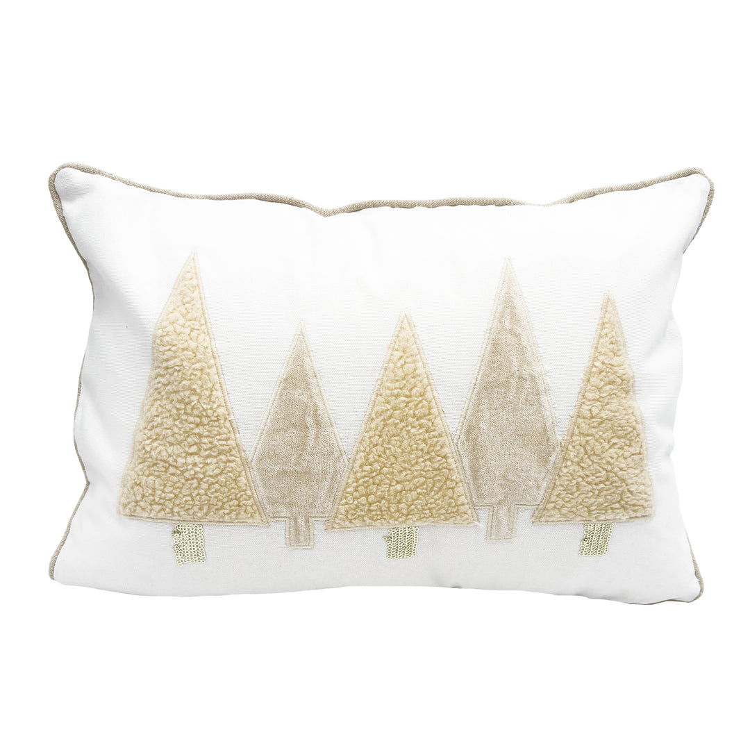 White & Gold Christmas Tree Pillow