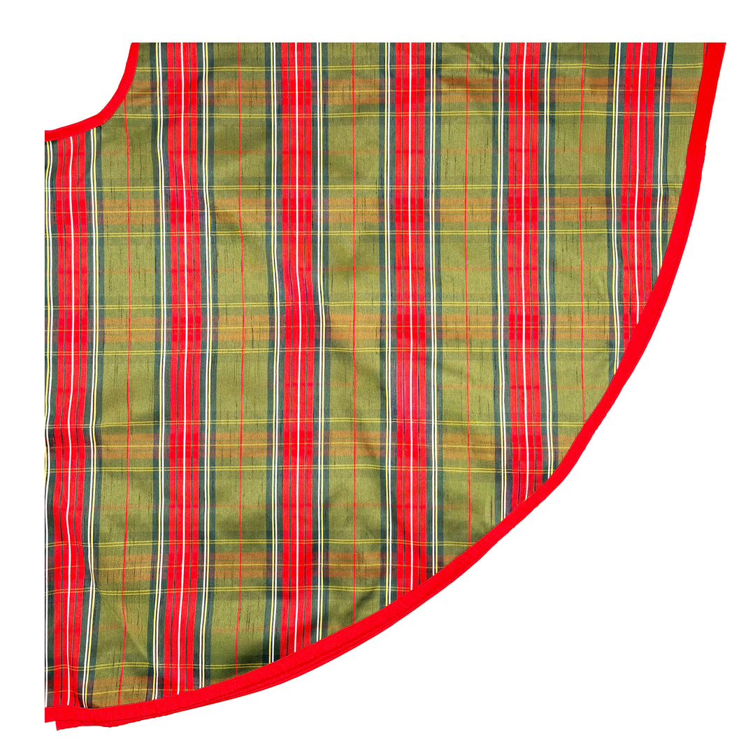 Green & Red Dupion Plaid Tree Skirt