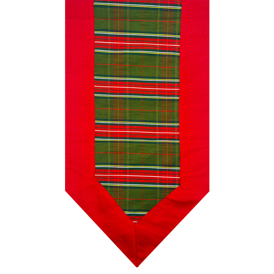 Green & Red Dupion Plaid Table Runner