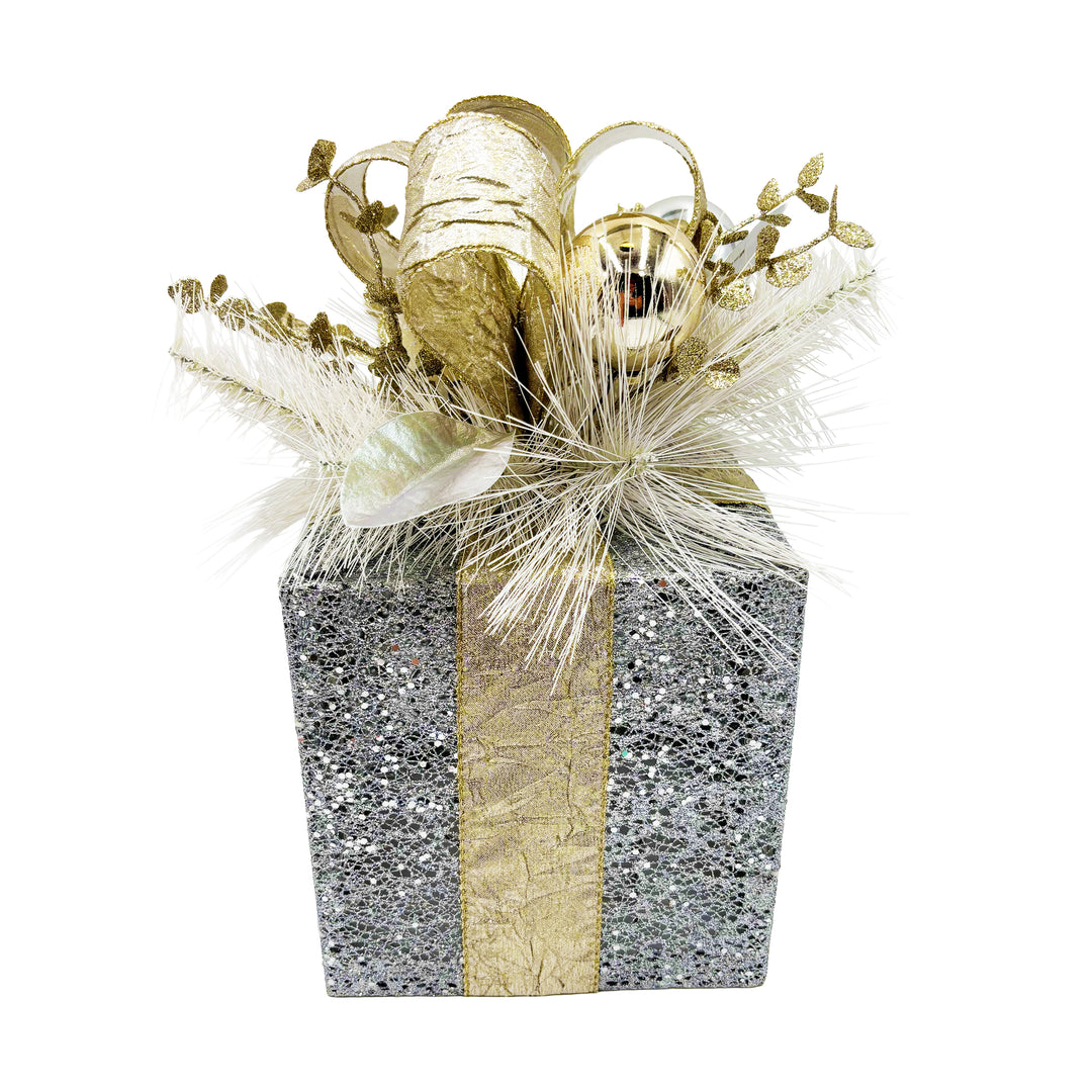 Lit Silver & Gold Gift Box with Bow