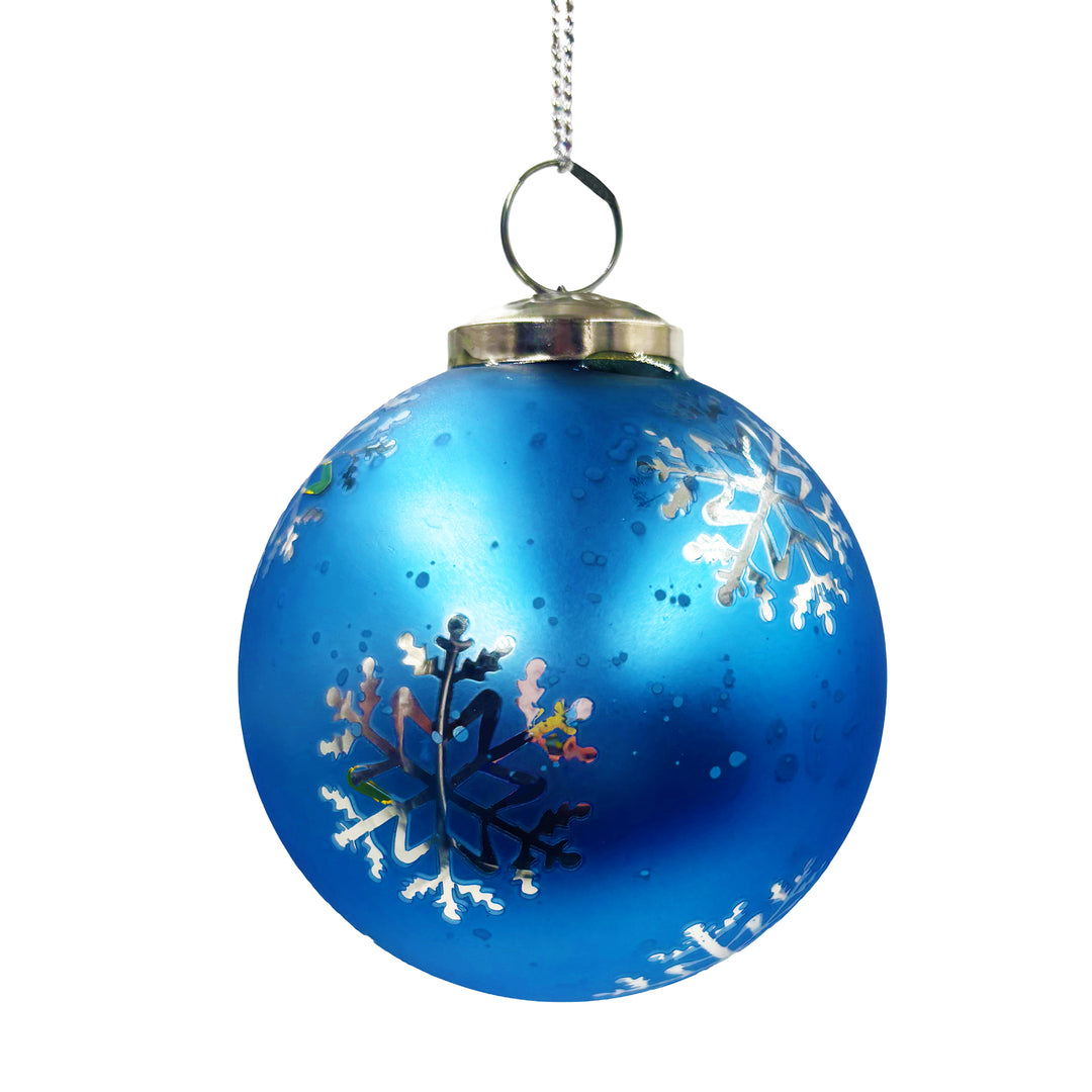 Ice Blue Snowflake Ball Ornament