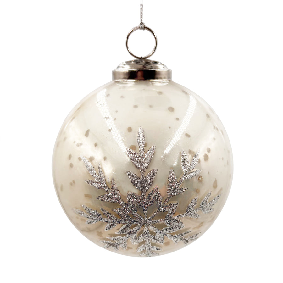 Ice Grey Snowflake Ball Ornament