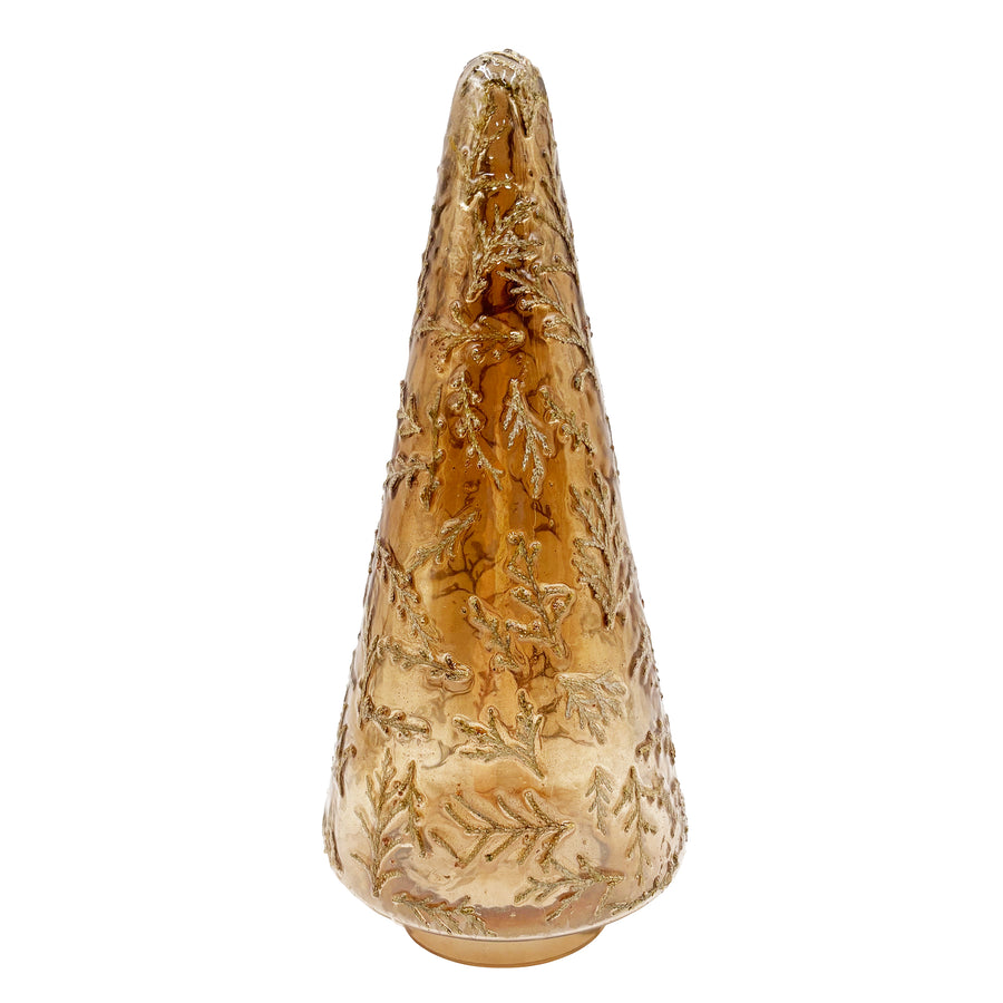 Glass Cone Tree with Pine Needle Design