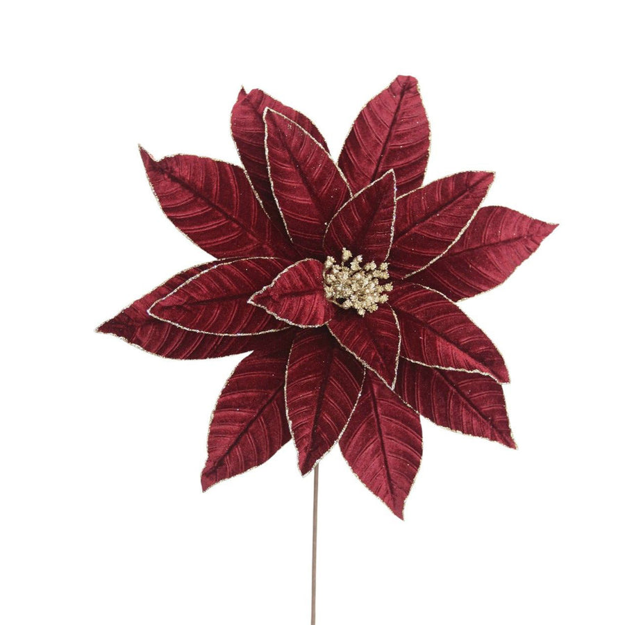 Velvet Long Stem Poinsettia Spray