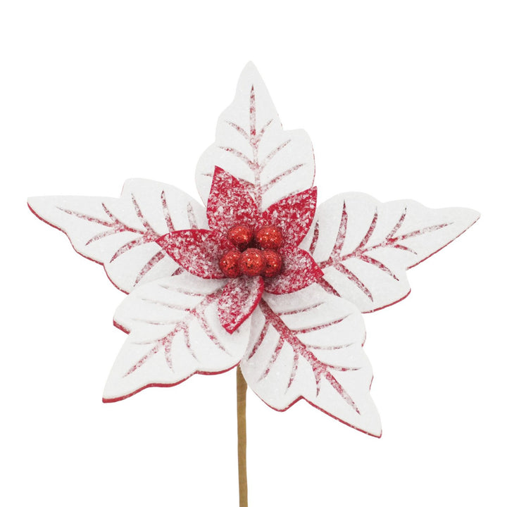 Red & White Poinsettia Stem