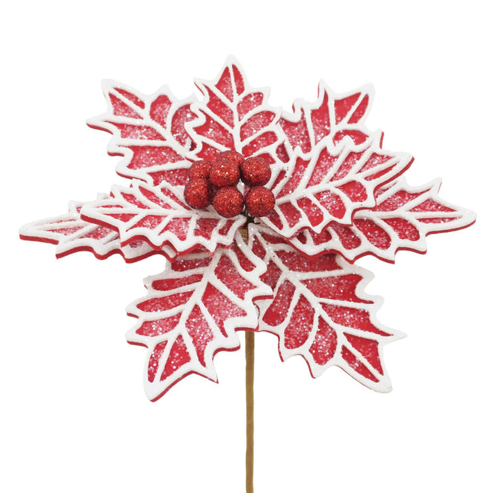 Red & White Poinsettia Stem