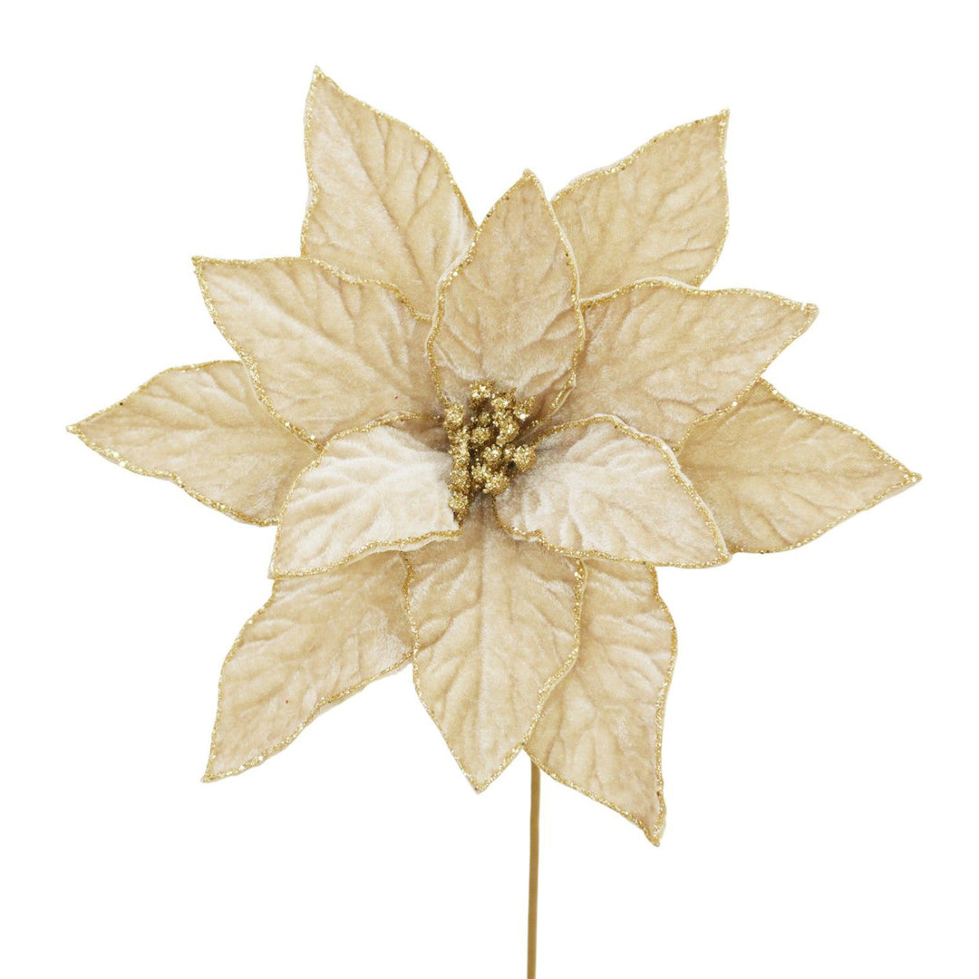 Poinsettia Stem with Gold Accents