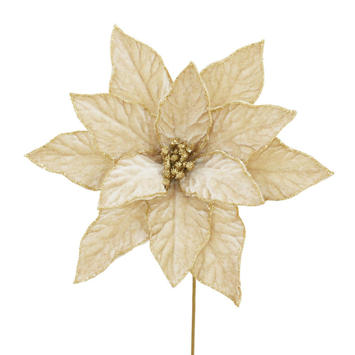 Poinsettia Stem with Gold Accents