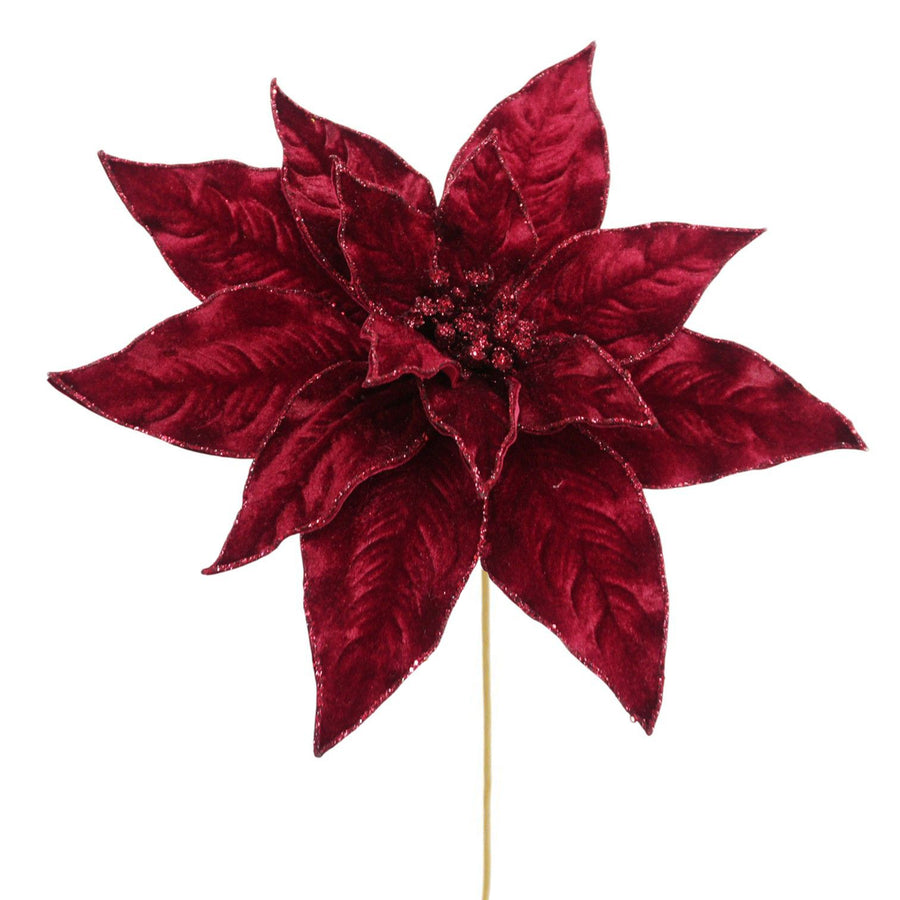 Polyester Burgundy Poinsettia Stem