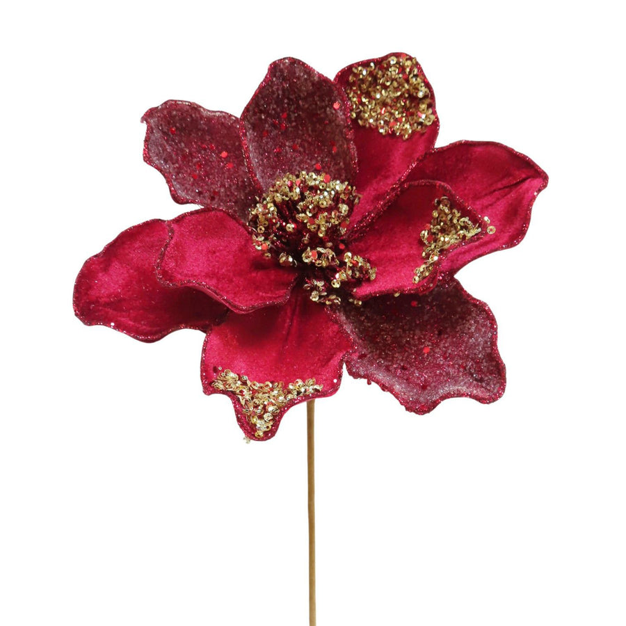 Magnolia Stem with Gold Glitter Accent
