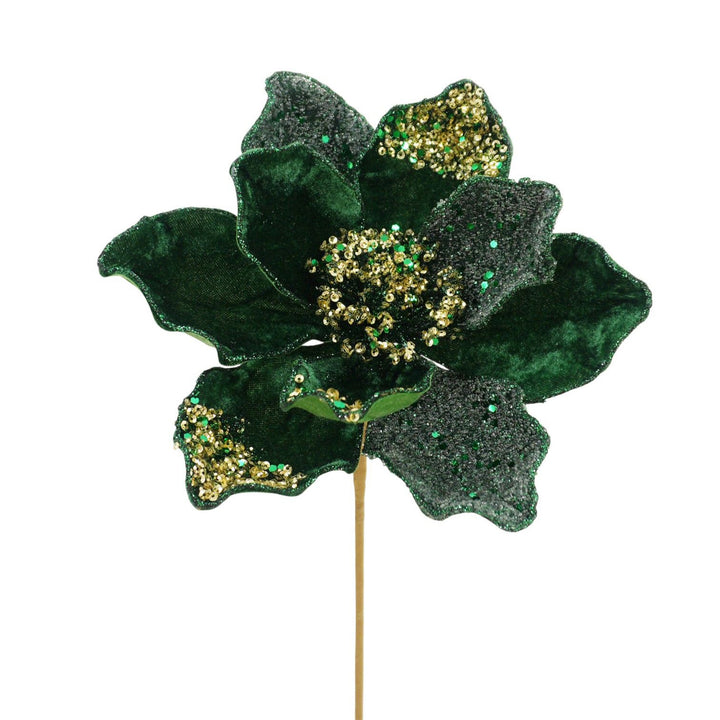 Magnolia Stem with Gold Glitter Accent