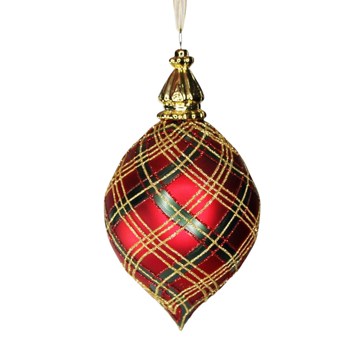 Burgundy and Green Plaid Ornament Drop