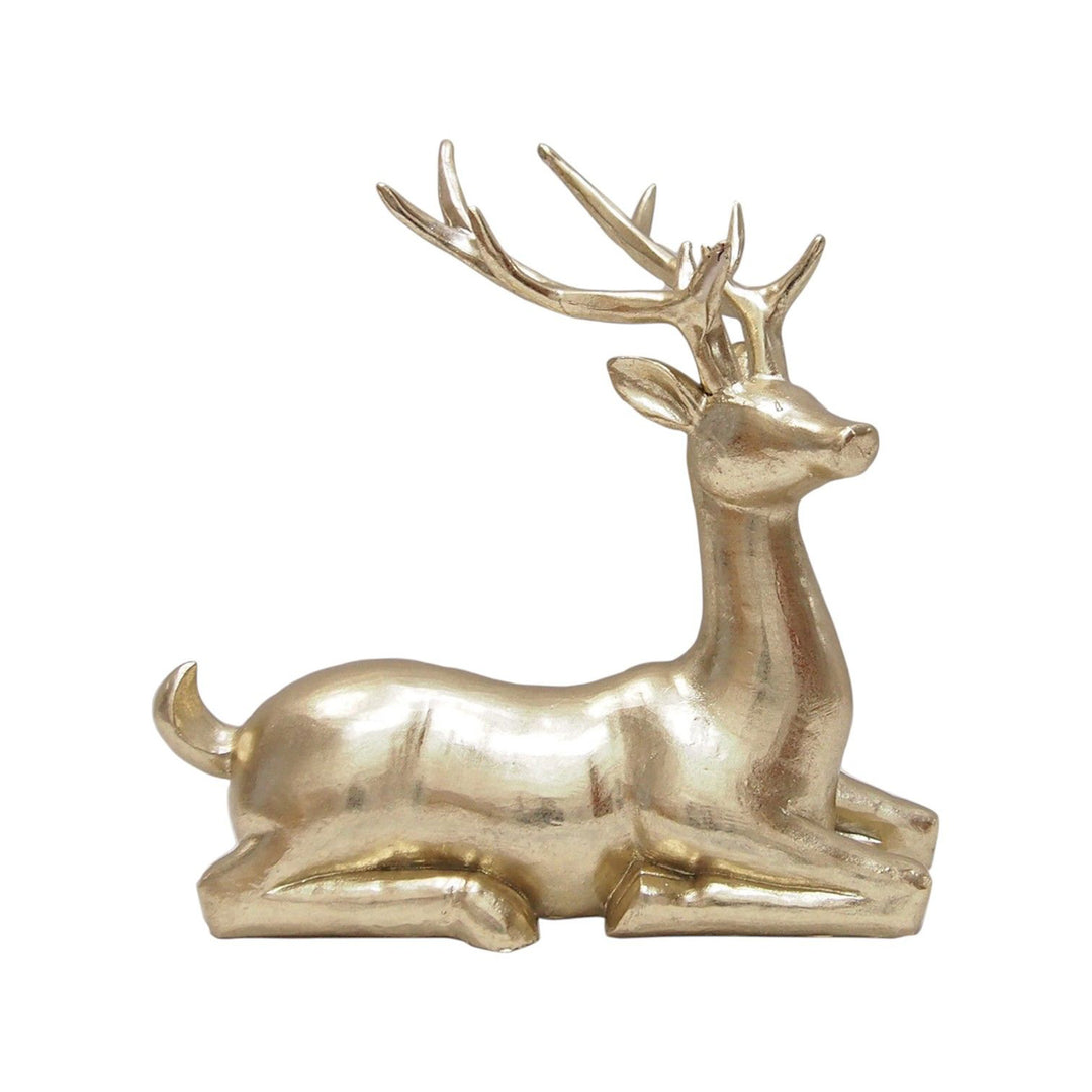 Tabletop Deer with a Champagne Finish Lying