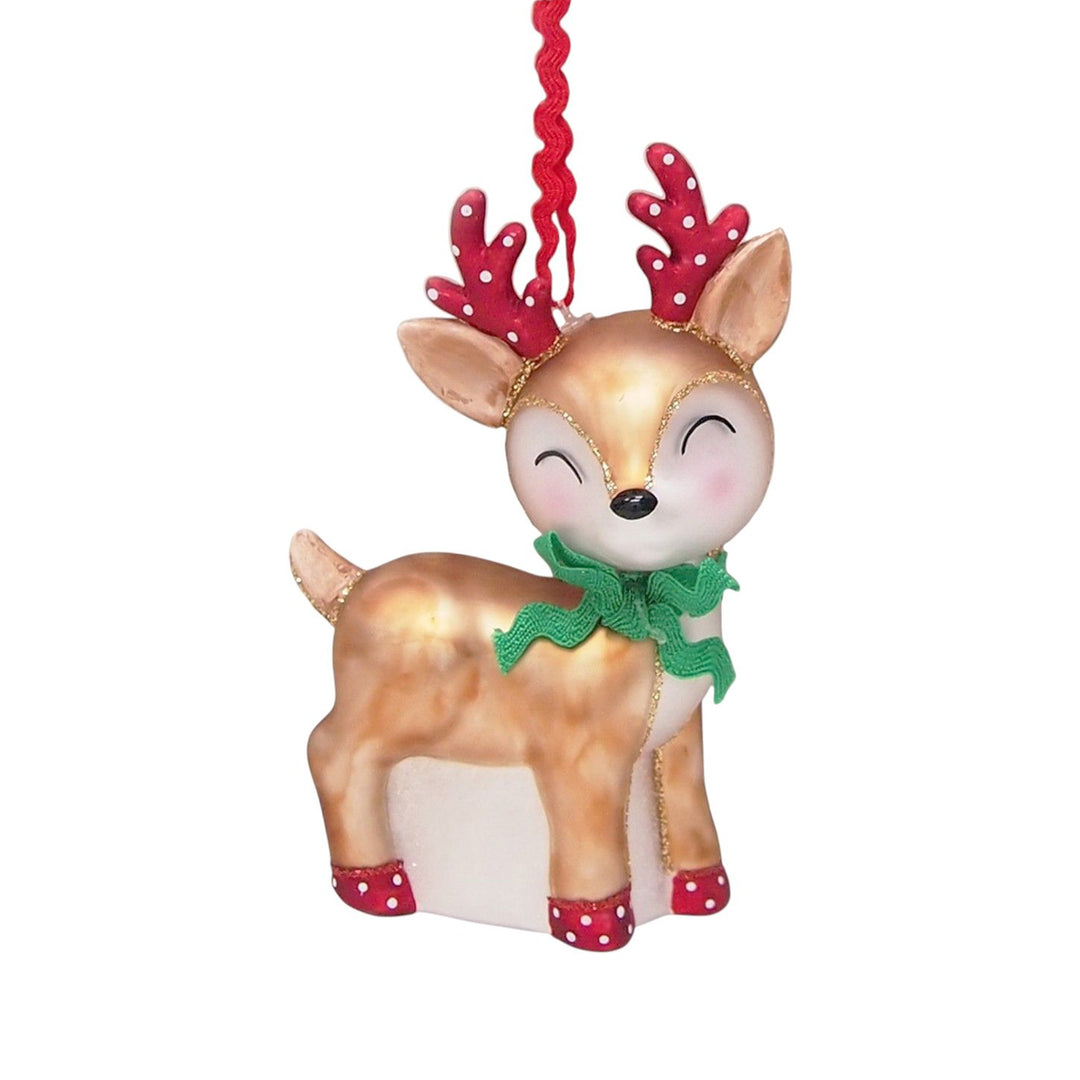 Reindeer with Green Bow Ornament