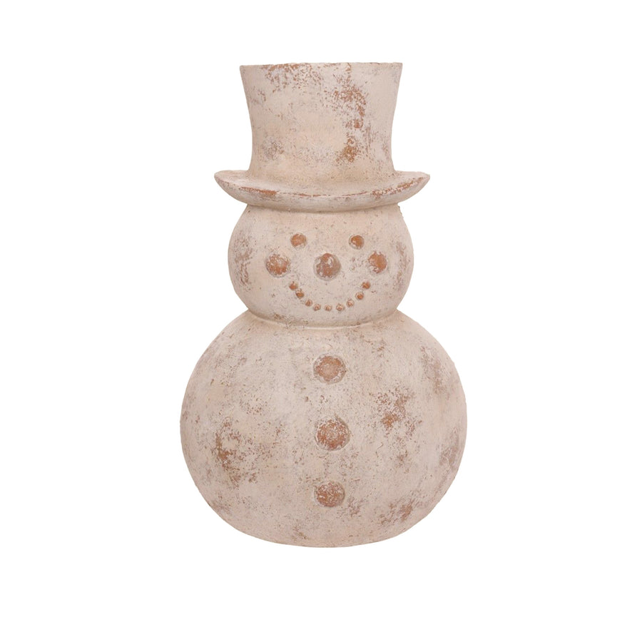 Whitewash Snowman Figurine