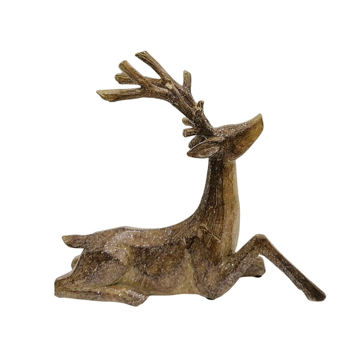 Resin Woodcut Finish Deer Figurine