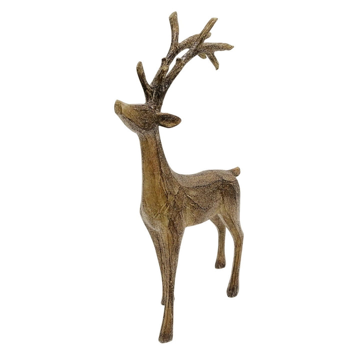 Resin Woodcut Finish Deer Figurine