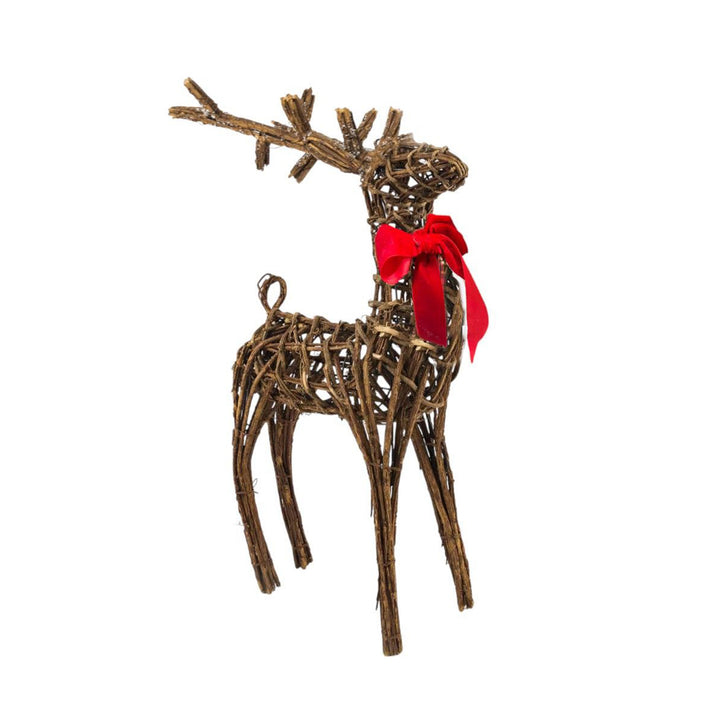 Grapevine Reindeer with Bow 24 Inches