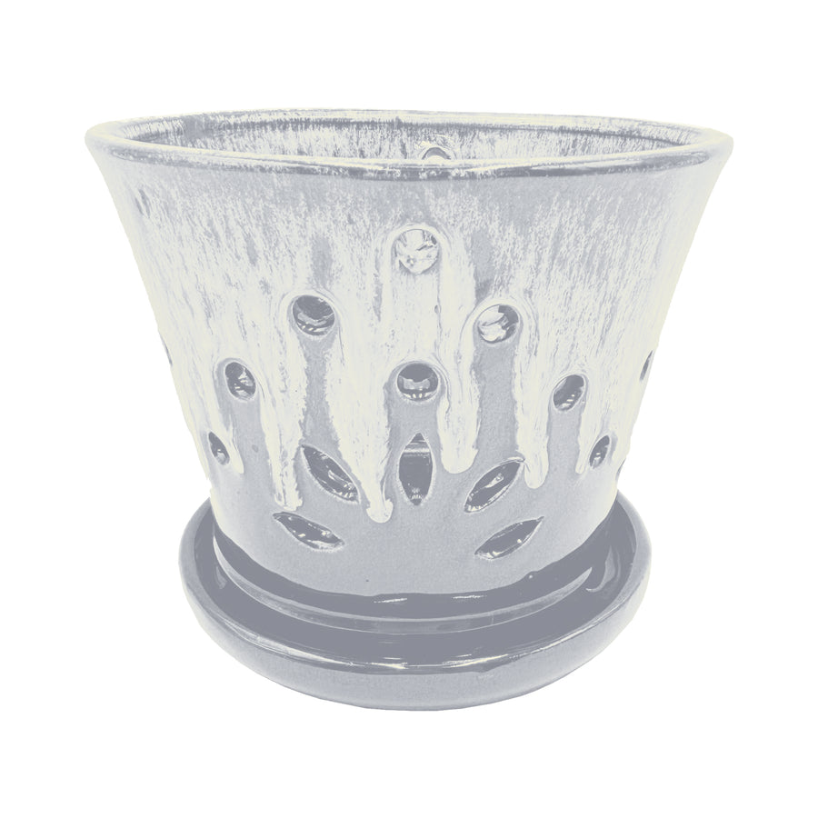 Orchid Pot with Saucer Matte White 5.5 Inch