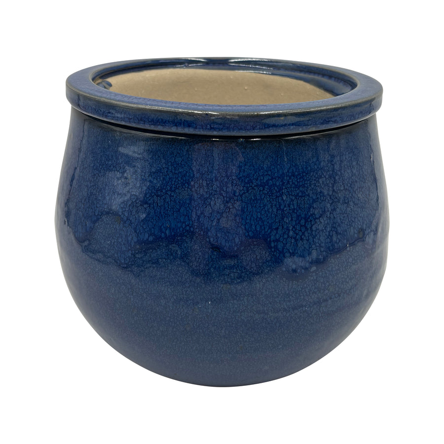 Ceramic Blue Self Watering Pot