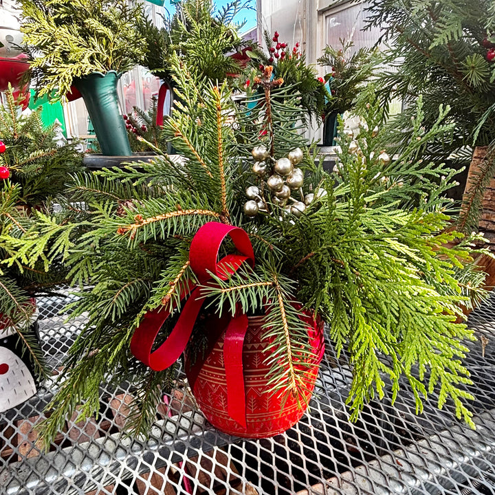 Fresh Evergreen Holiday Centerpieces